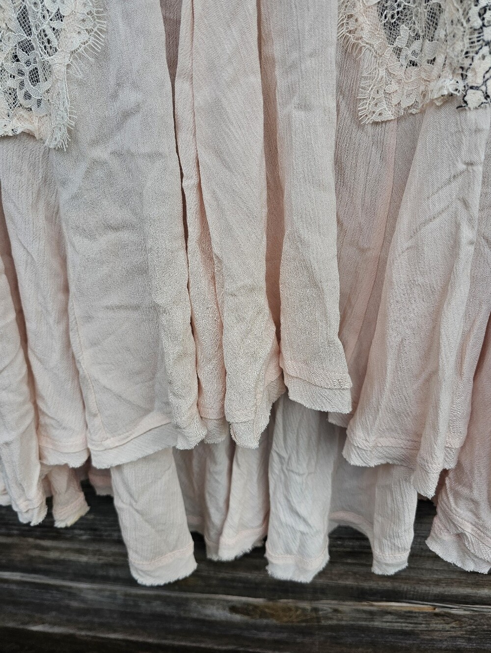 Free People Tell Tale Tunic Dress Blush Pink Cream Lace Boho Size Large - Picture 6 of 9